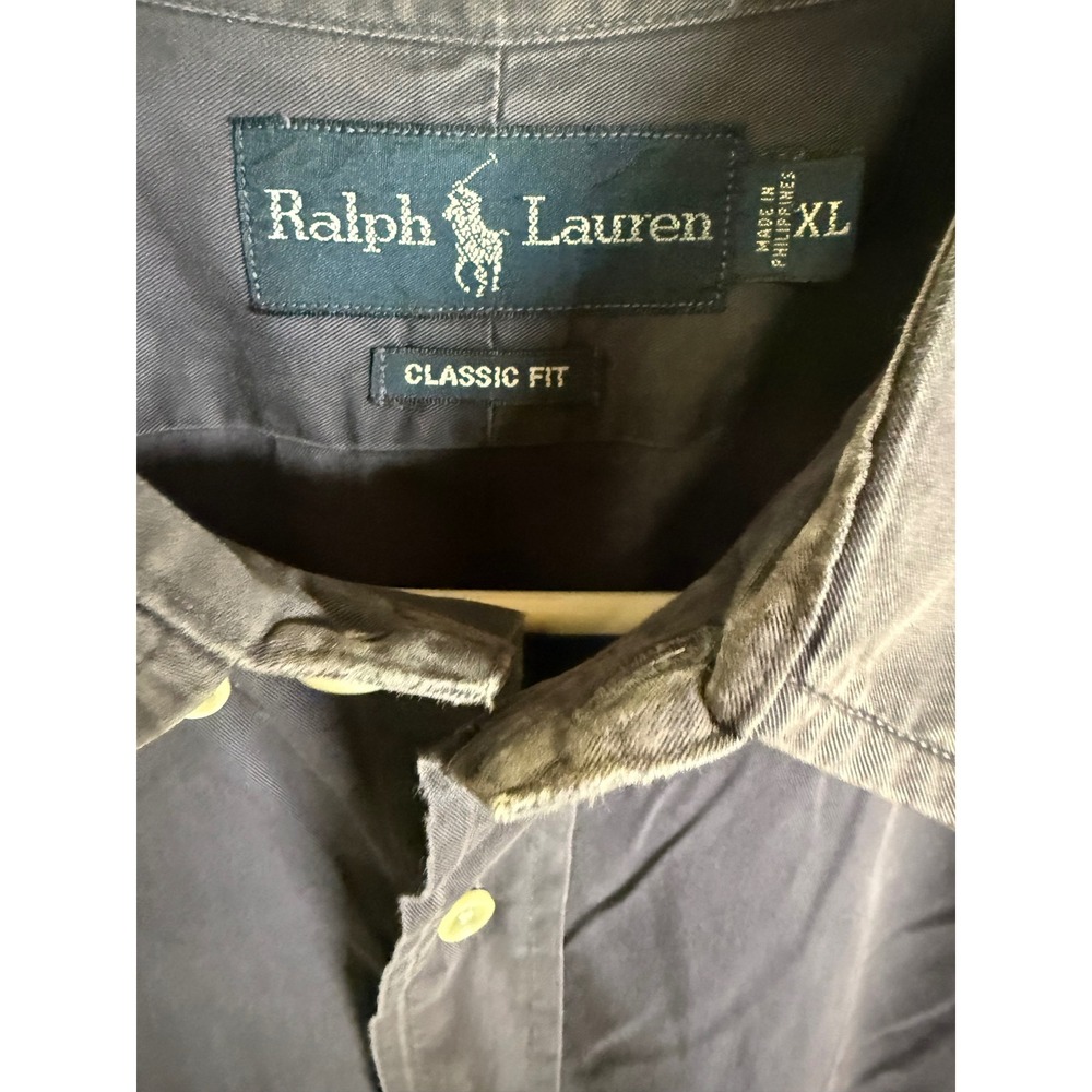 Ralph Lauren Mens Classic Fit Long Sleeve Button Down Shirt Blue Gray XL - Picture 3 of 8